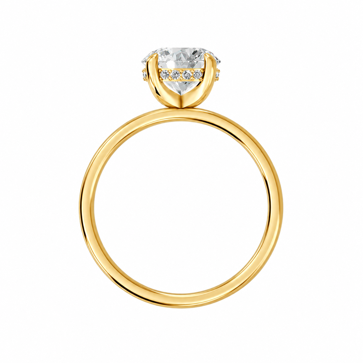 Round, yellow gold