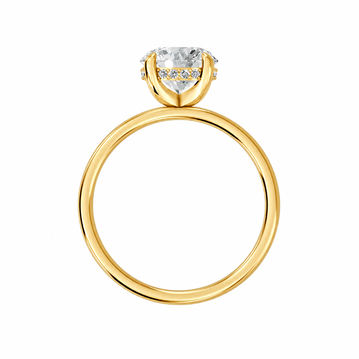Round, yellow gold