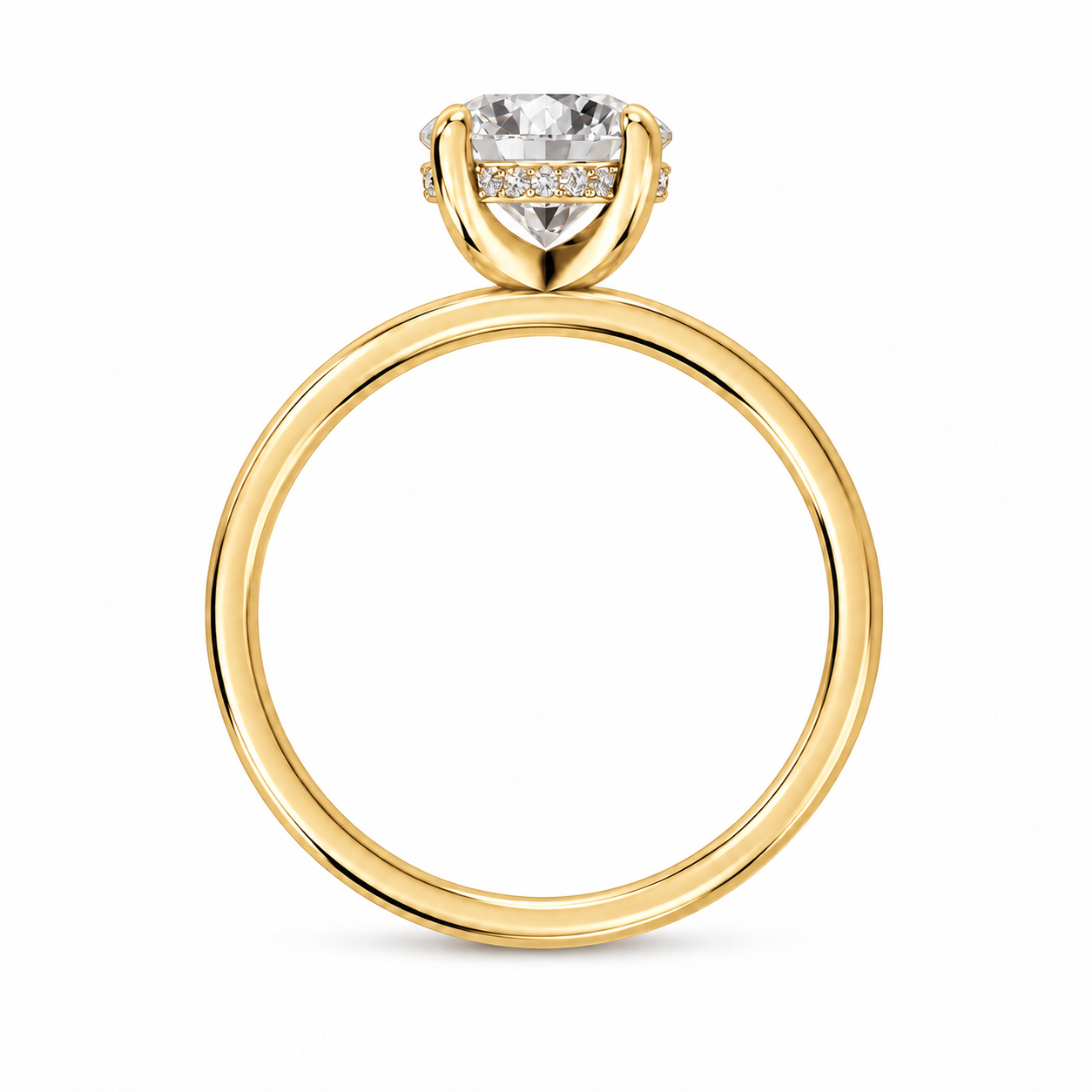 Round, yellow gold