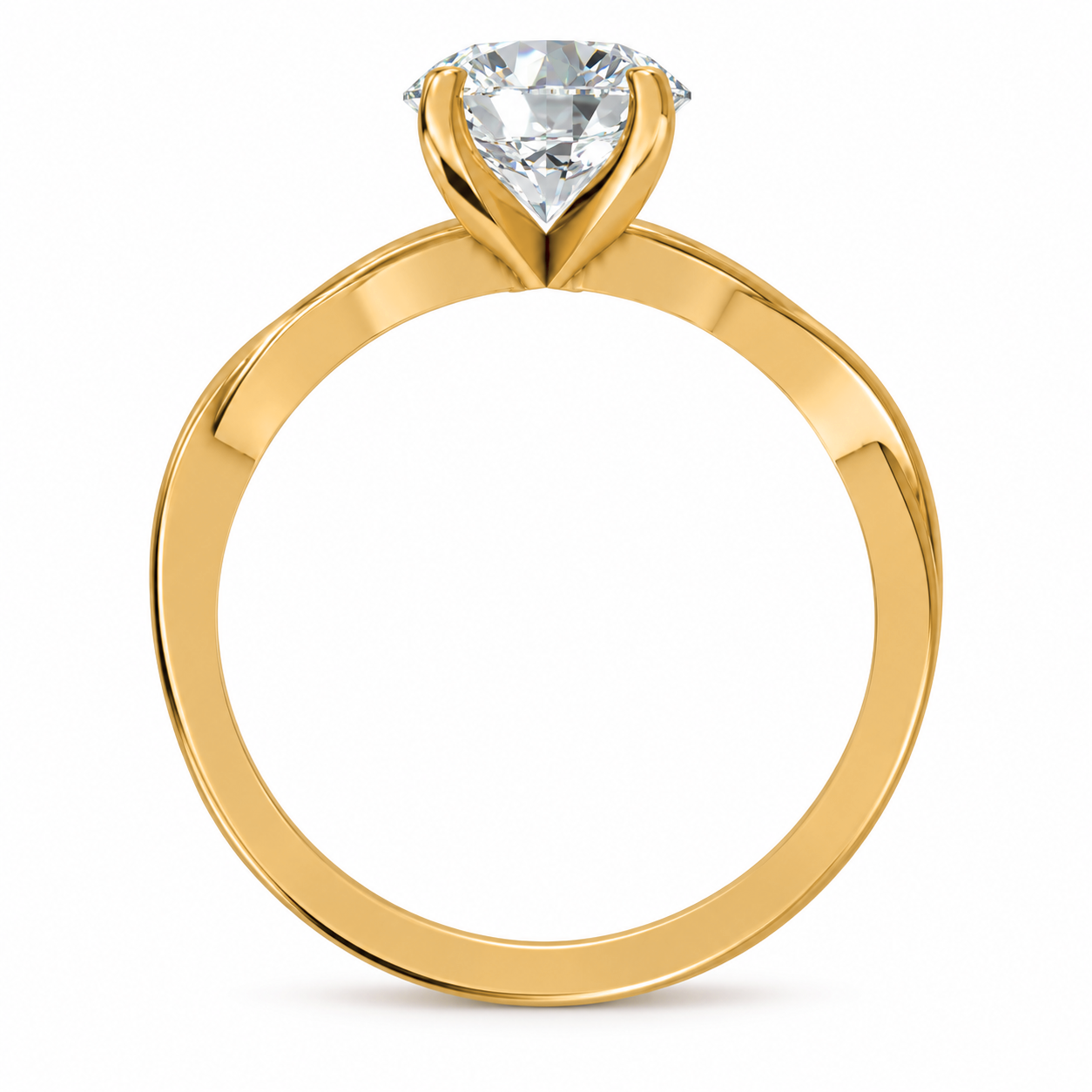 Round, yellow gold