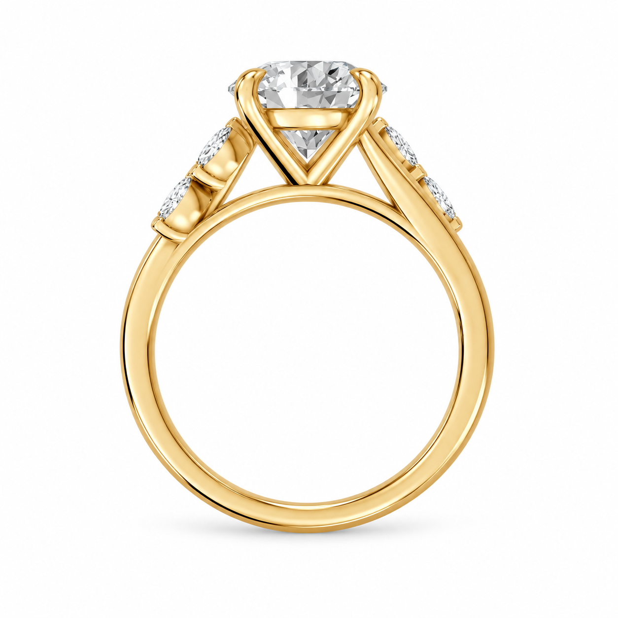 Round, yellow gold