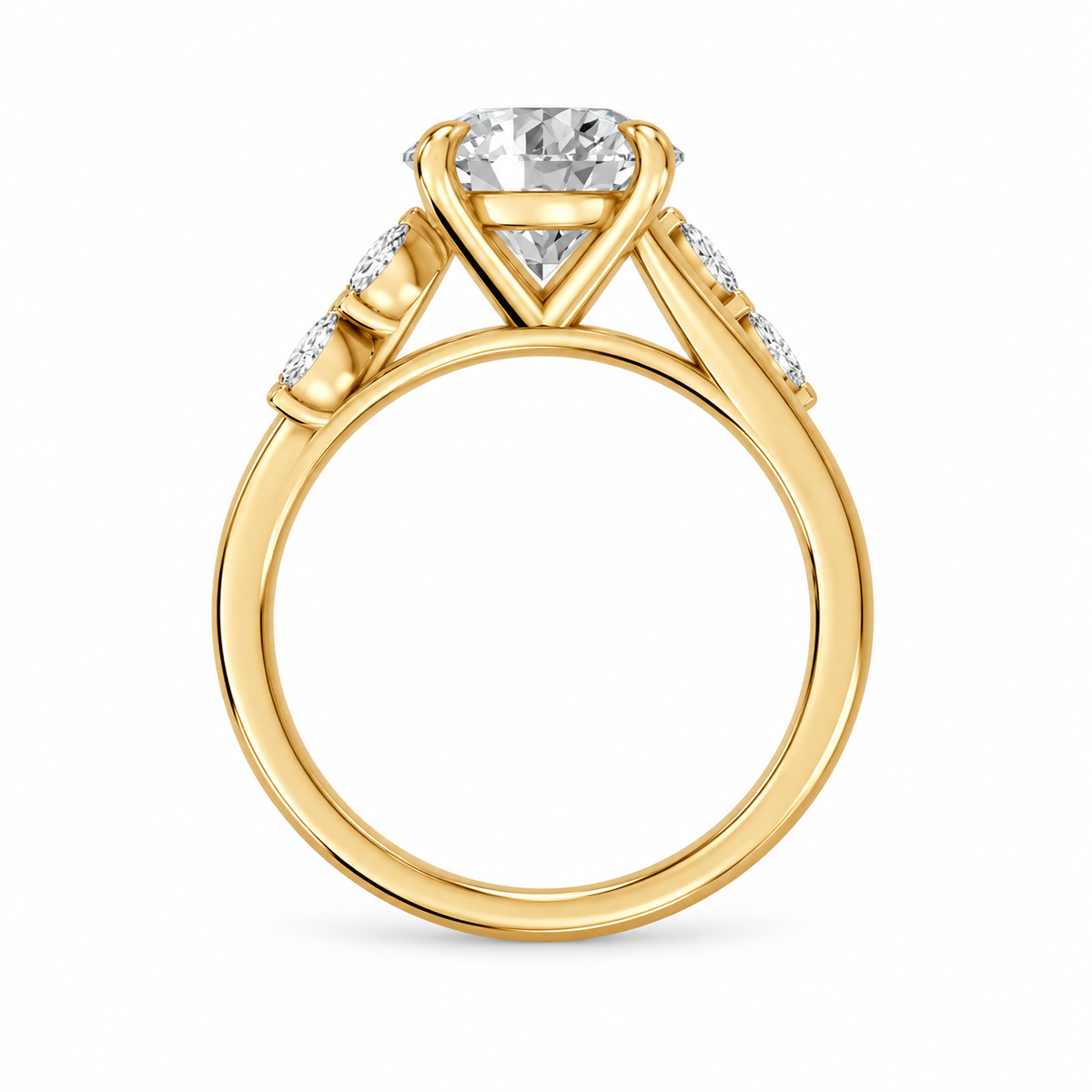 Round, yellow gold