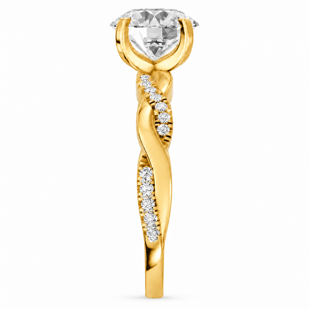 Round, yellow gold