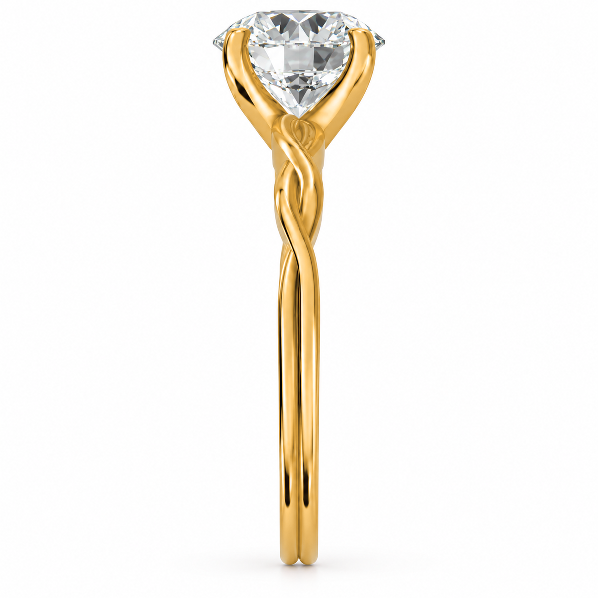Round, yellow gold