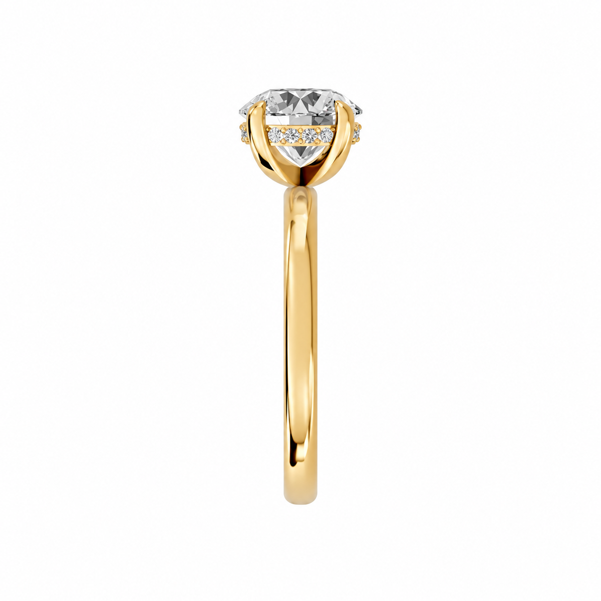 Round, yellow gold