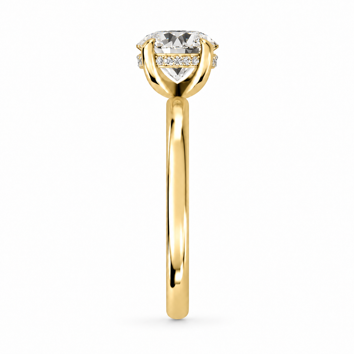 Round, yellow gold