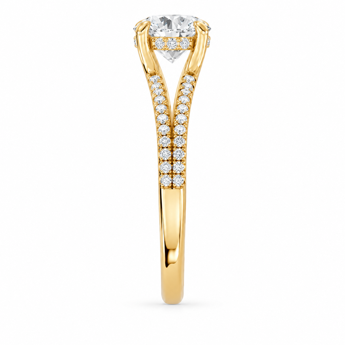 Round, yellow gold